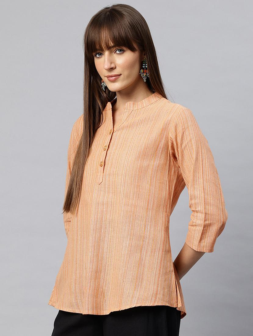 women striped three quarter sleeves regular top - 21881197 -  Standard Image - 1