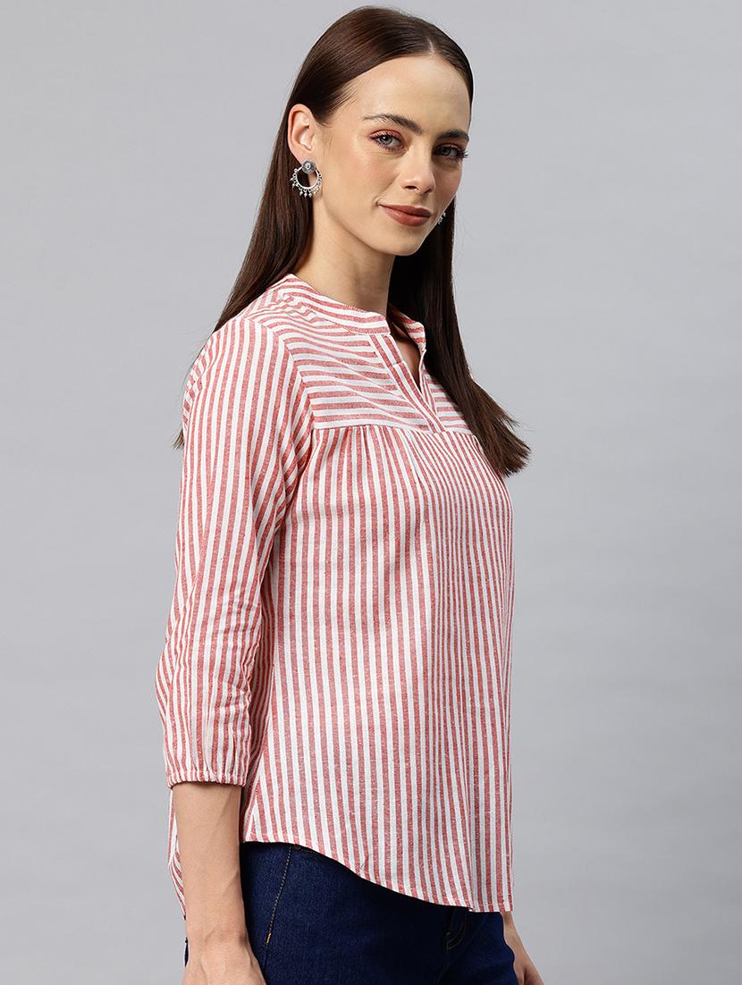 women striped three quarter sleeves top - 21881202 -  Standard Image - 1