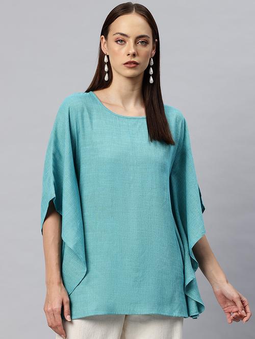 women solid round neck kaftan top - 21881210 - Standard Image - 0