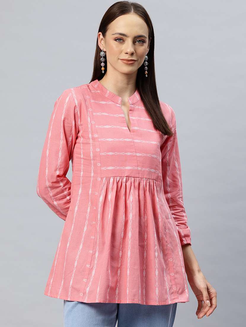women self designed mandarin neck flared kurti - 21881211 - Zoom Image - 0