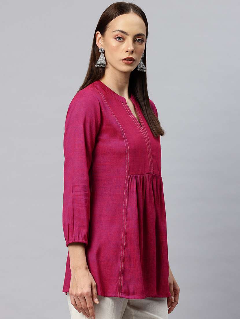 women self designed mandarin neck flared kurti - 21881213 -  Standard Image - 1