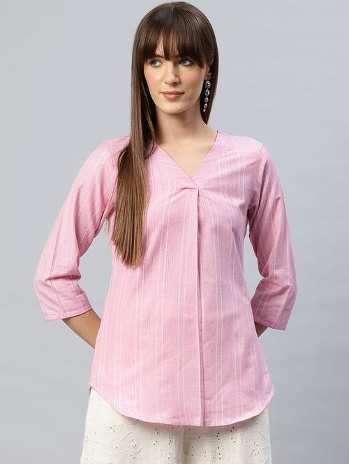 women striped pink regular top - 21881216 -  Standard Image - 0