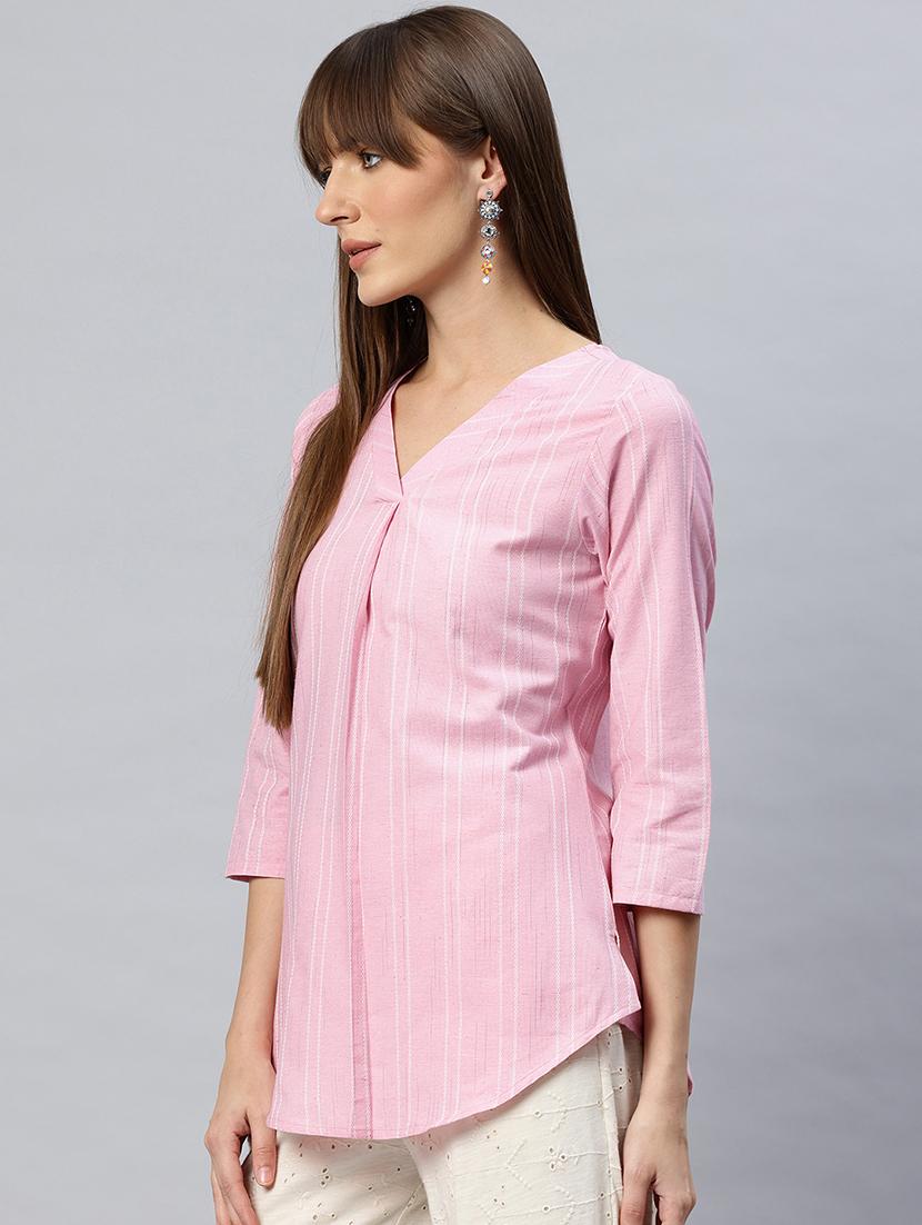women striped pink regular top - 21881216 -  Standard Image - 1