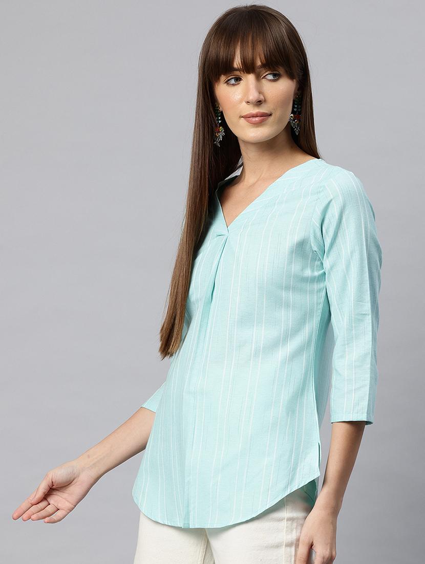 women striped blue regular top - 21881217 - Standard Image - 1
