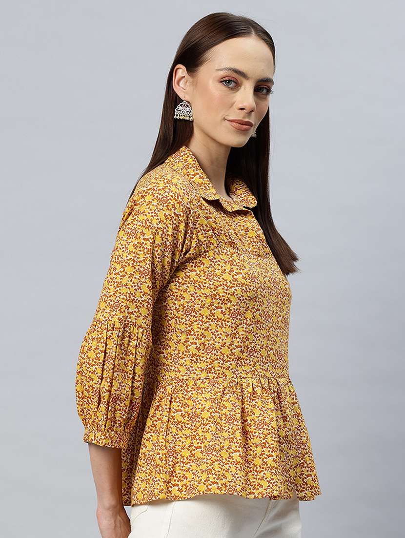 women printed puff sleeves peplum top - 21881218 -  Standard Image - 1