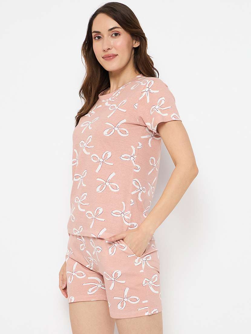 women printed nightwear shorts set - 21881253 -  Standard Image - 1