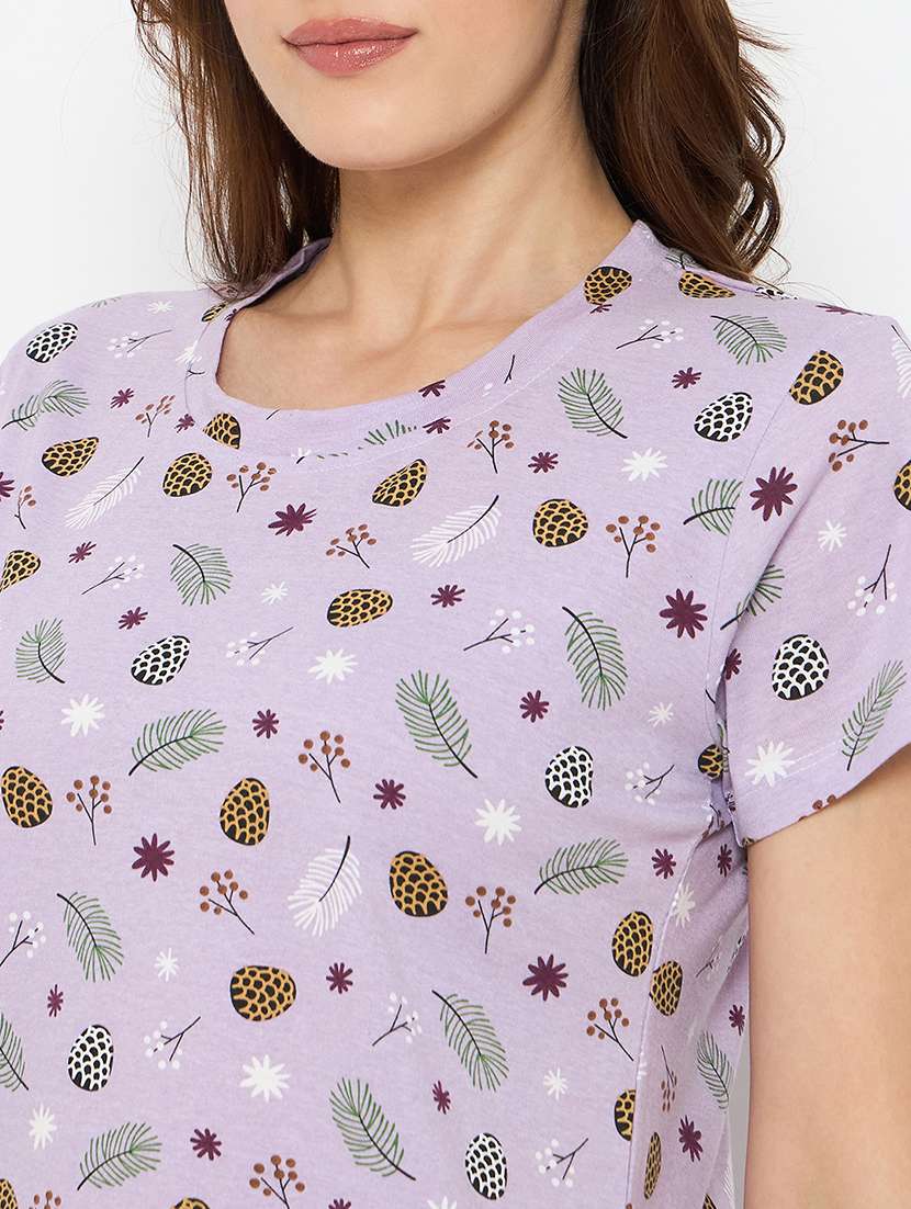 women printed nightwear shorts set - 21881255 -  Standard Image - 4