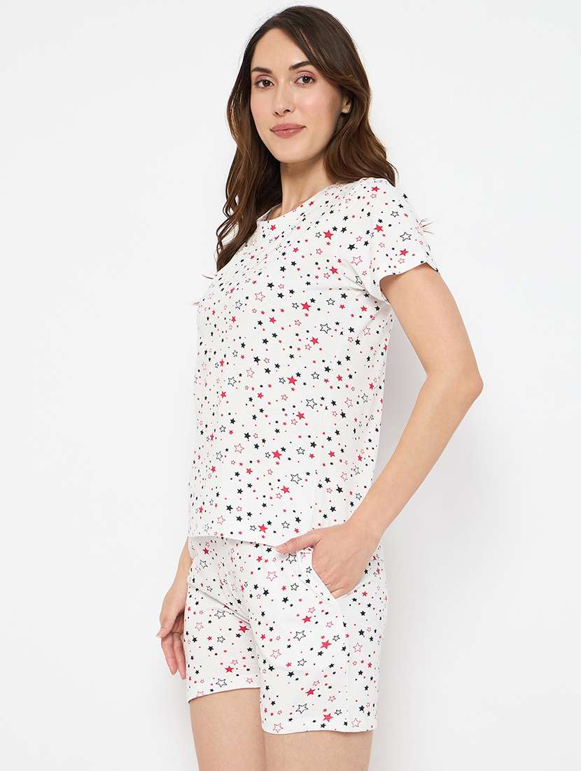 women printed nightwear shorts set - 21881256 -  Standard Image - 1