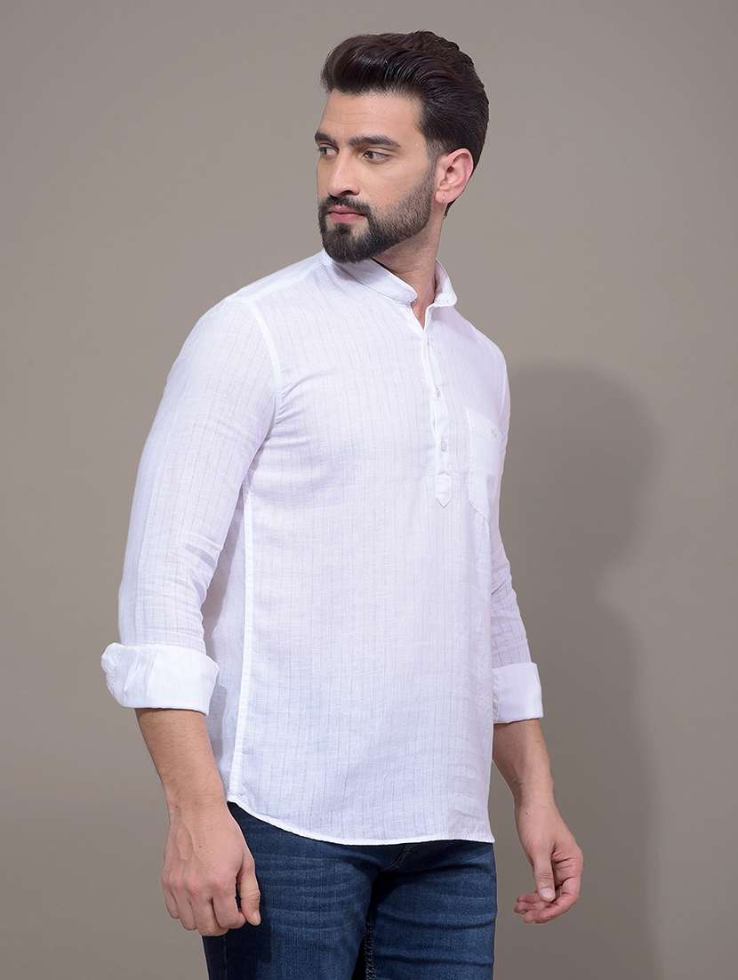 men white striped long sleeve short kurta - 21881266 -  Standard Image - 1