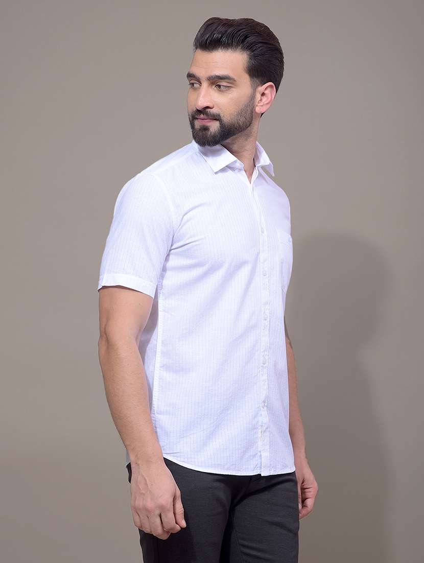 men striped short sleeve slim fit casual shirt - 21881281 -  Standard Image - 1