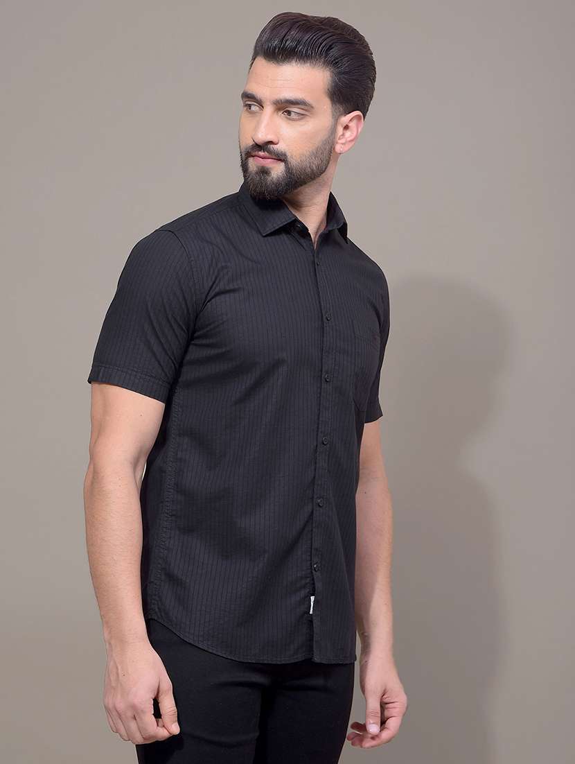 men striped short sleeve slim fit casual shirt - 21881283 -  Standard Image - 1