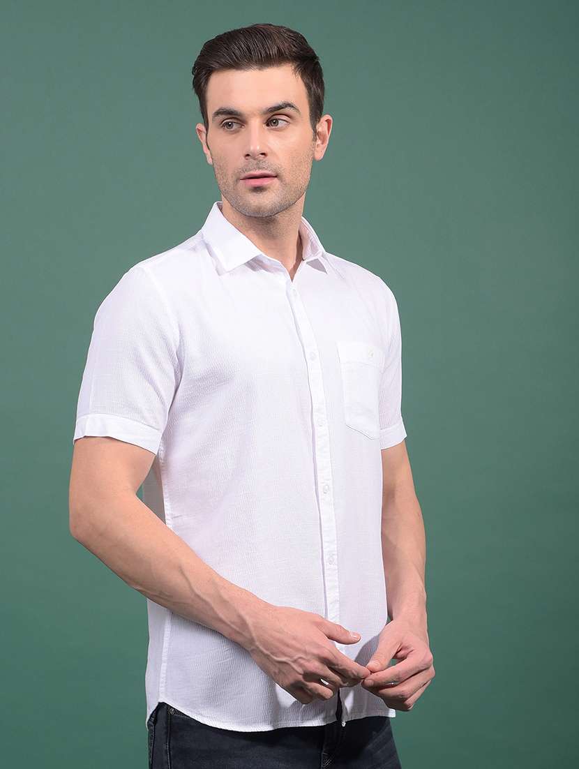 men solid short sleeve slim fit casual shirt - 21881284 -  Standard Image - 1