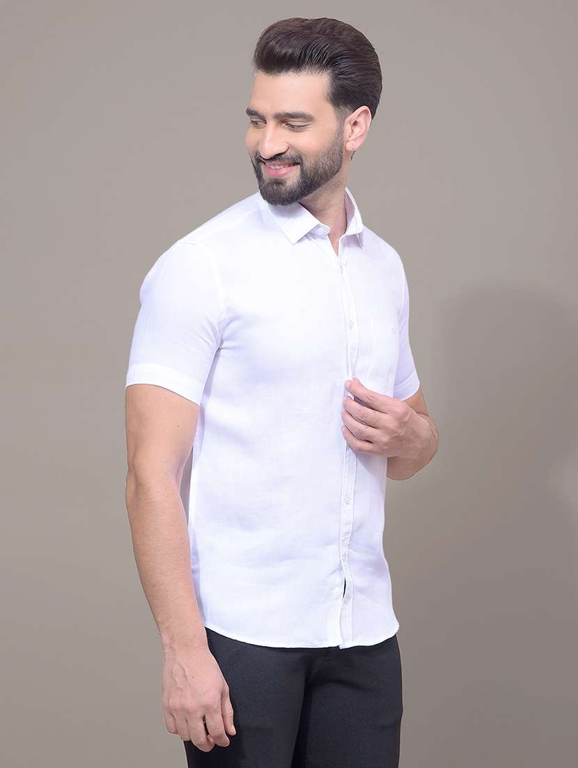 men solid short sleeve slim fit casual shirt - 21881290 - Standard Image - 1