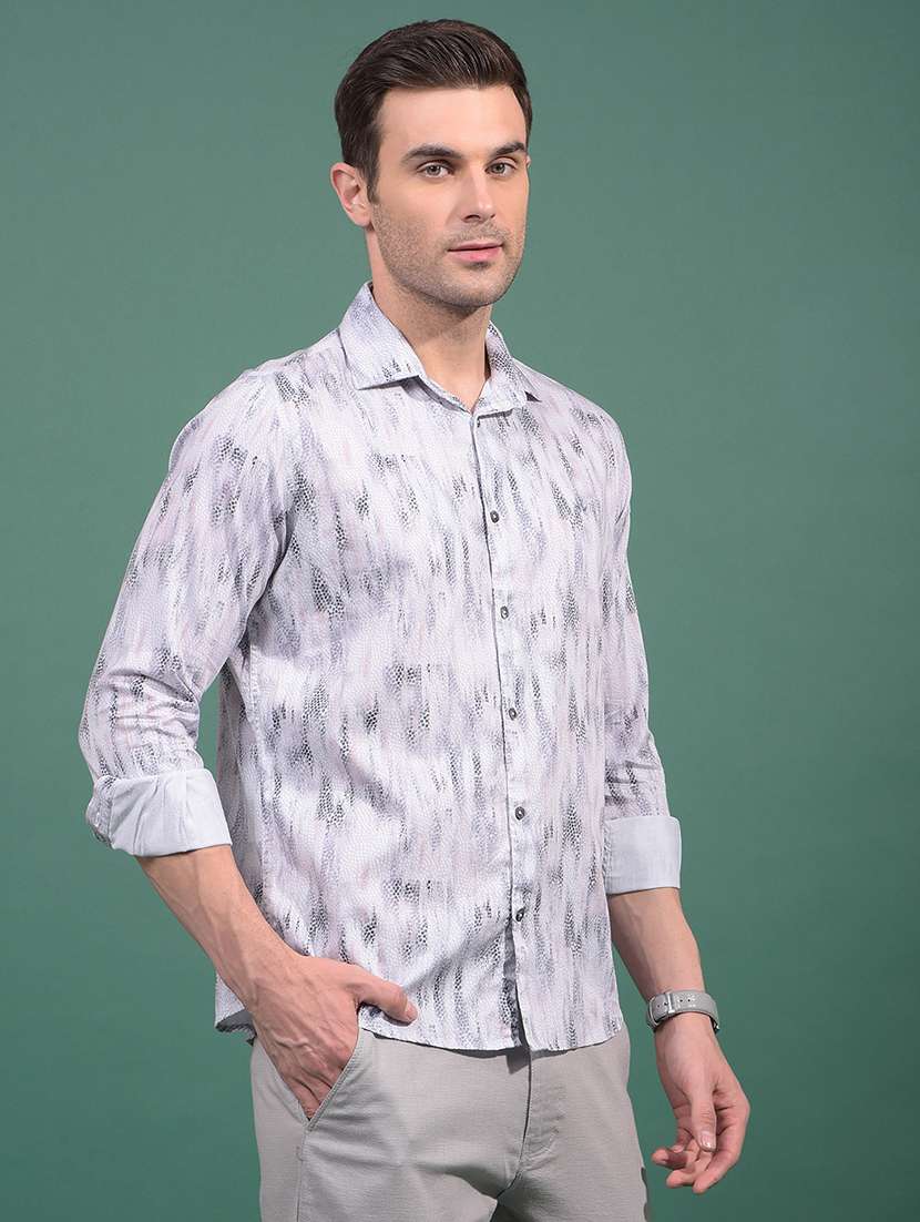 men animal print long sleeve slim fit casual shirt - 21881298 -  Standard Image - 1