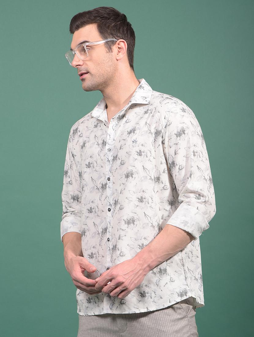 men floral long sleeve slim fit casual shirt - 21881304 - Standard Image - 1