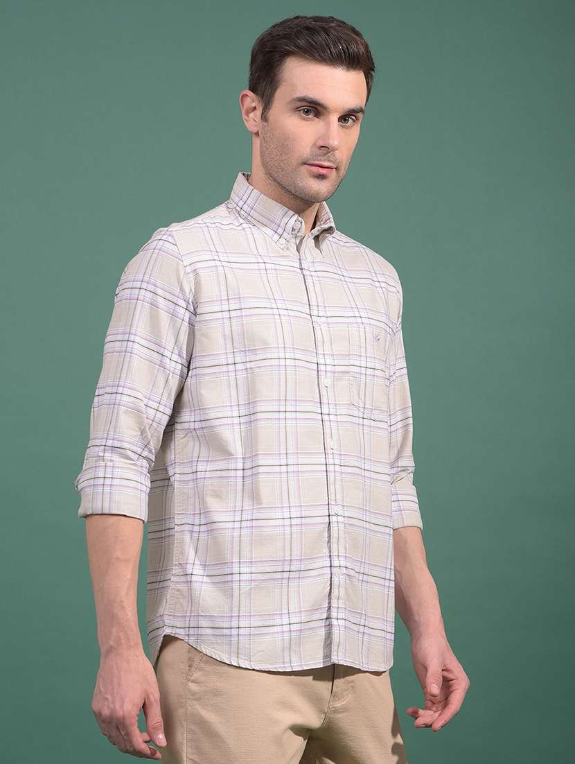 men checkered long sleeve slim fit casual shirt - 21881328 -  Standard Image - 1