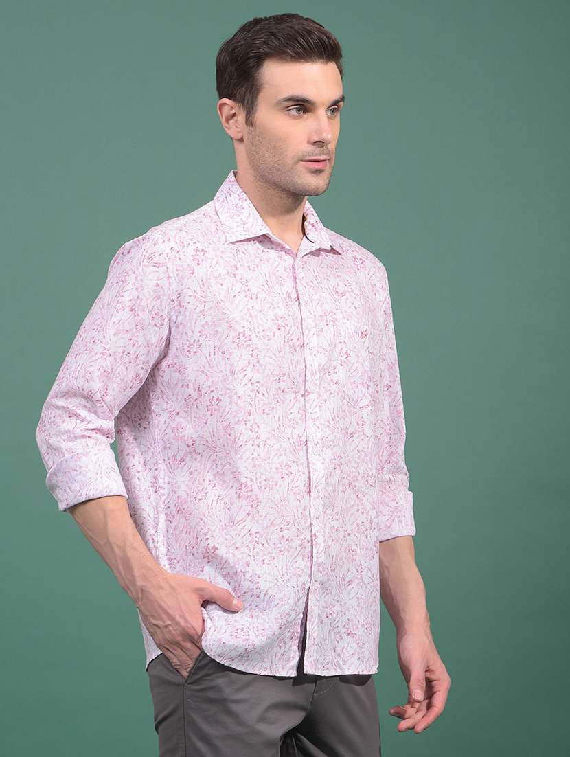 men printed long sleeve slim fit casual shirt - 21881338 -  Standard Image - 1