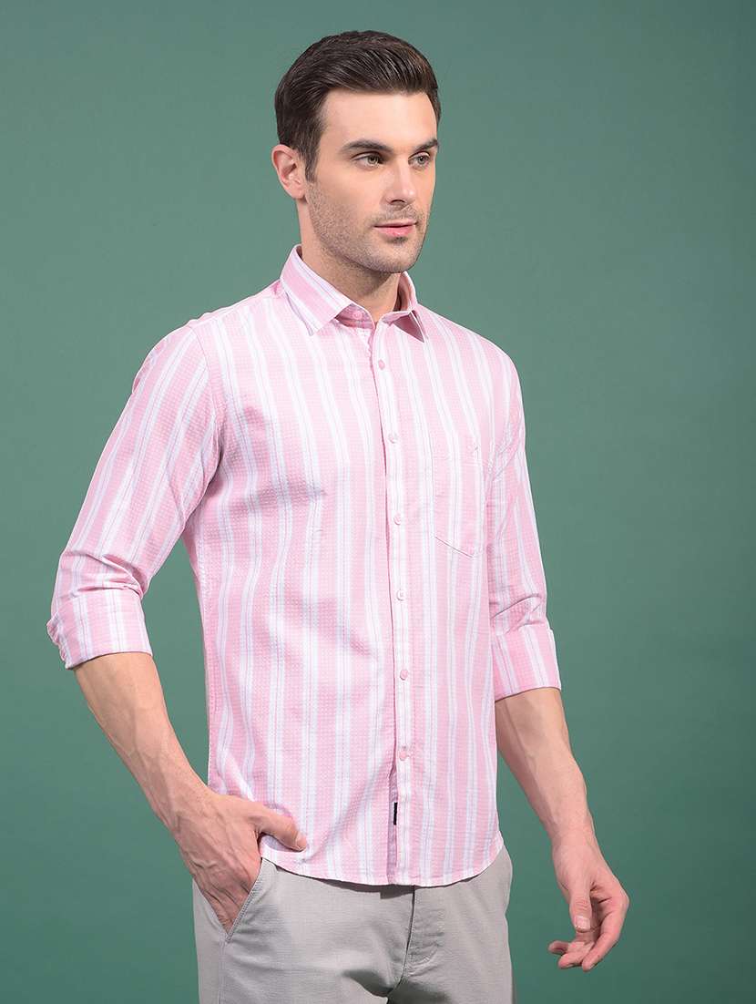men striped long sleeve slim fit casual shirt - 21881342 -  Standard Image - 1