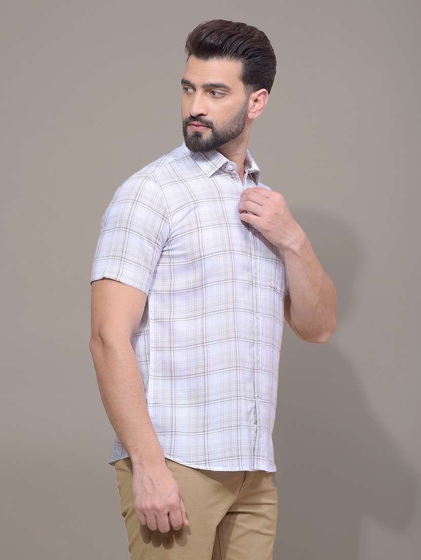 men checkered short sleeve slim fit casual shirt - 21881345 -  Standard Image - 1