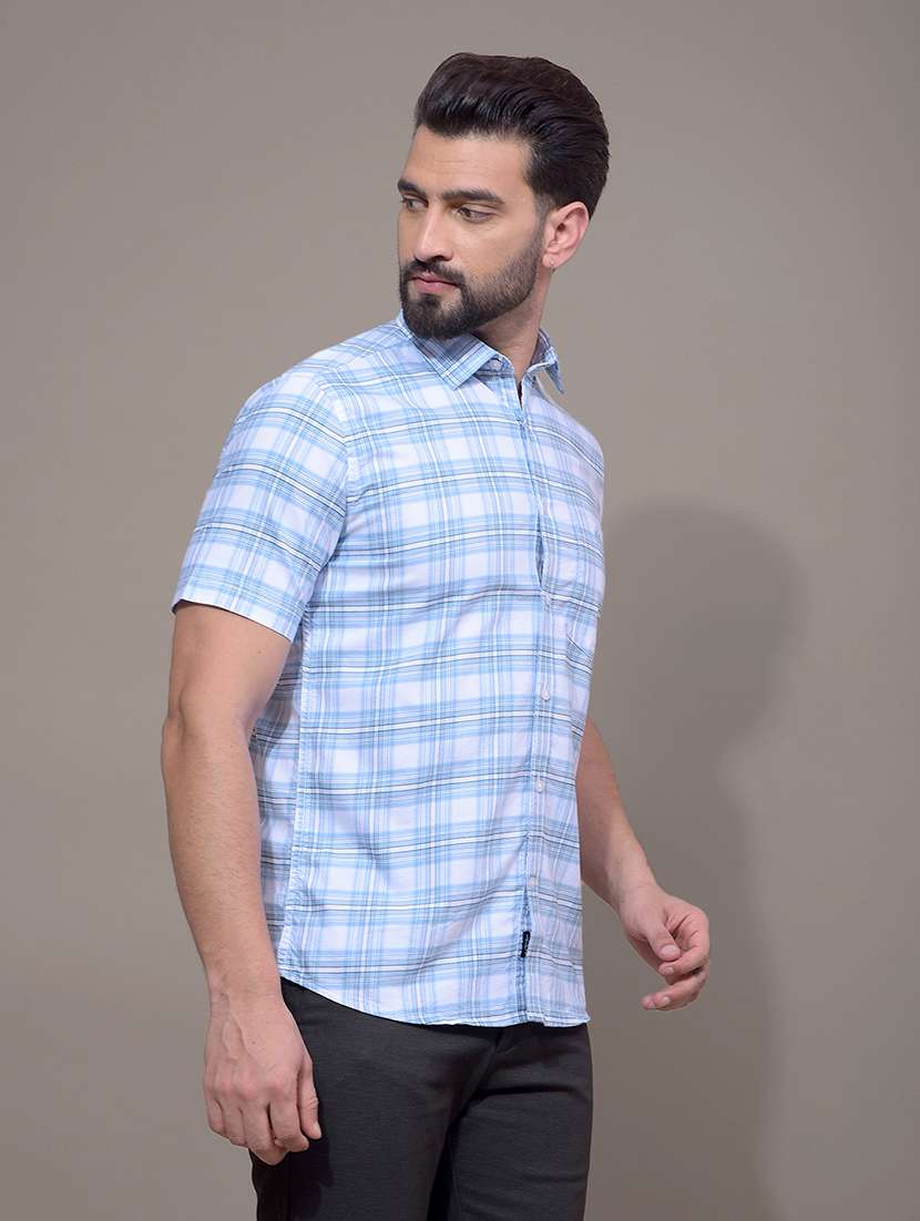 men checkered short sleeve slim fit casual shirt - 21881347 -  Standard Image - 1