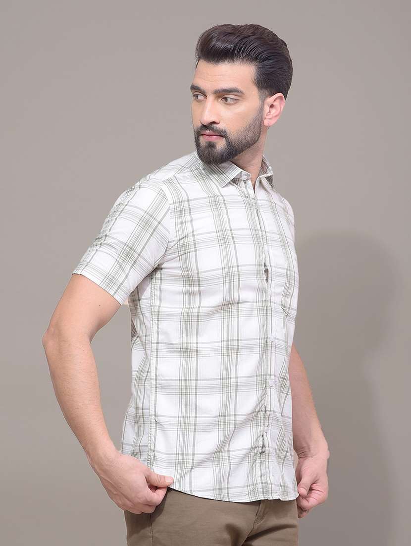 men checkered short sleeve slim fit casual shirt - 21881348 -  Standard Image - 1