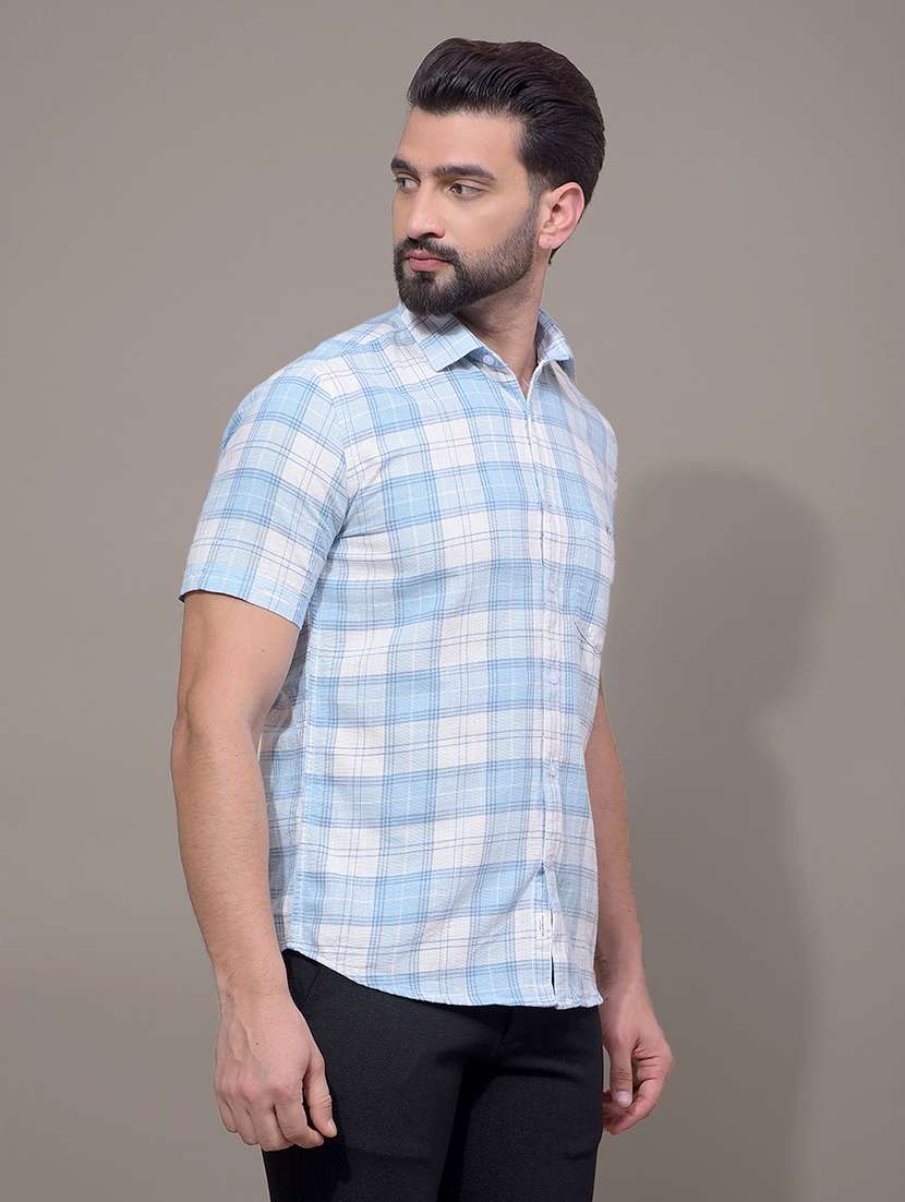 men checkered short sleeve slim fit casual shirt - 21881352 -  Standard Image - 1