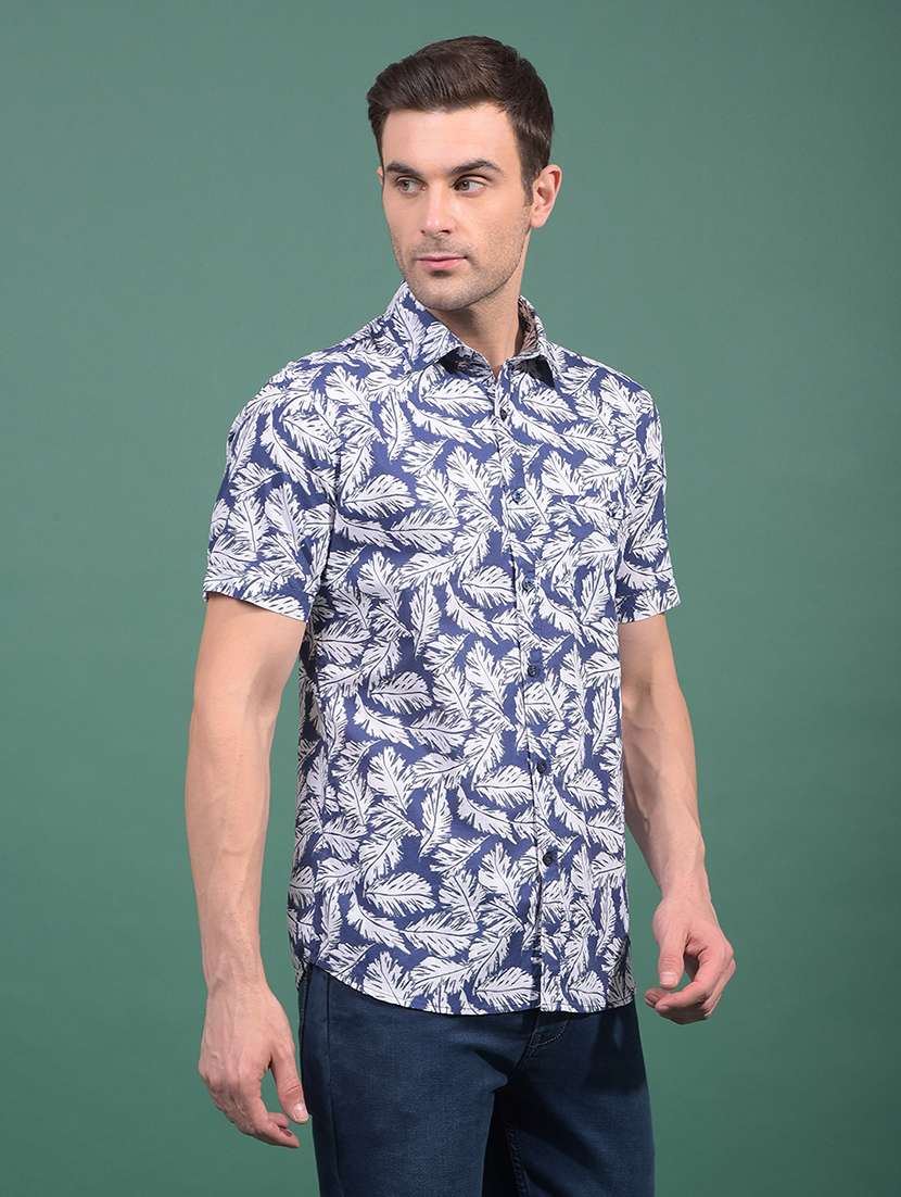 men printed short sleeve slim fit casual shirt - 21881353 -  Standard Image - 1