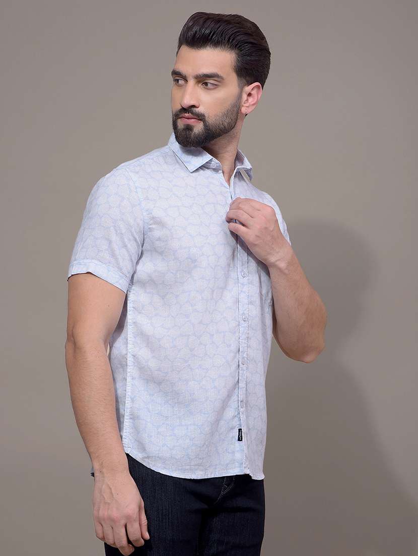 men printed short sleeve slim fit casual shirt - 21881357 -  Standard Image - 1