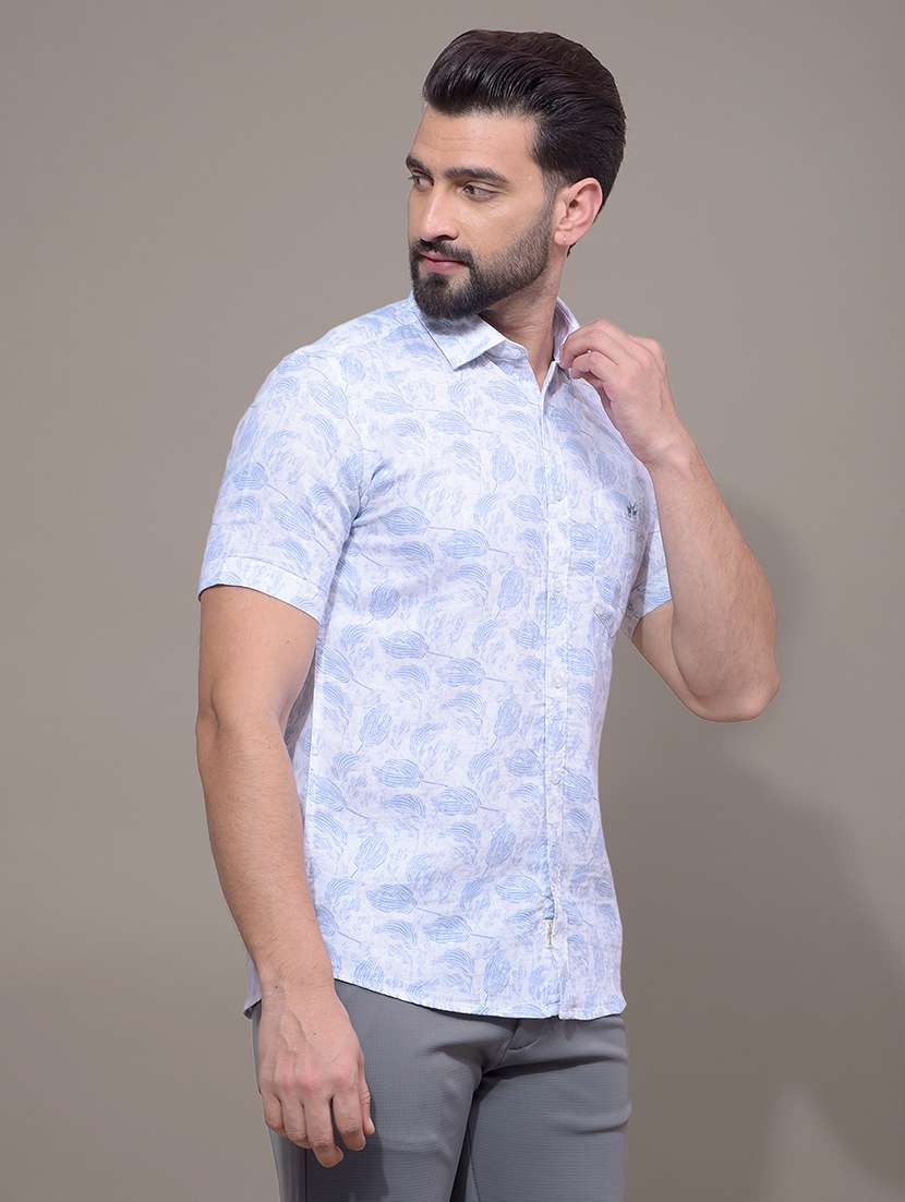 men printed short sleeve slim fit casual shirt - 21881359 -  Standard Image - 1