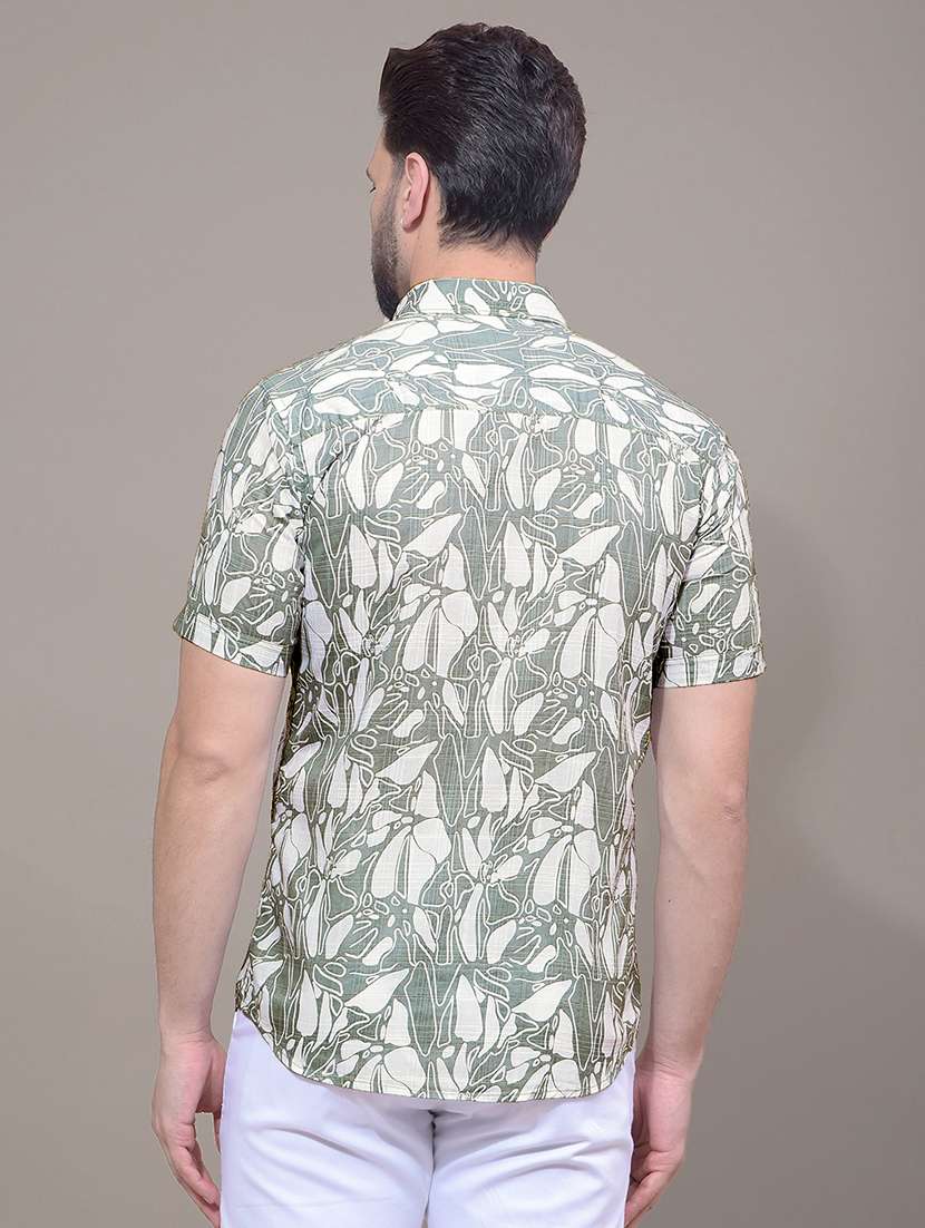 men printed short sleeve slim fit casual shirt - 21881360 -  Standard Image - 4