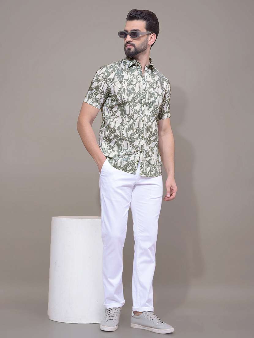 men printed short sleeve slim fit casual shirt - 21881360 -  Standard Image - 6