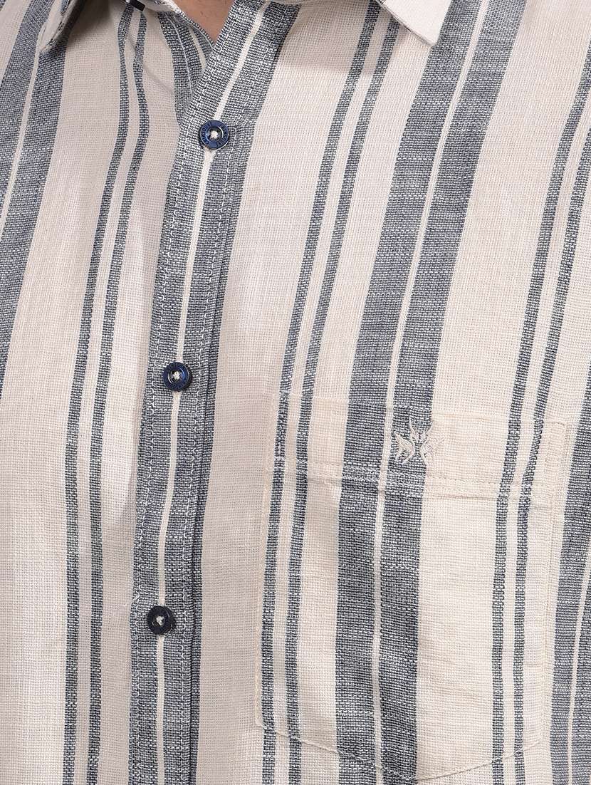 men striped short sleeve slim fit casual shirt - 21881366 -  Standard Image - 4