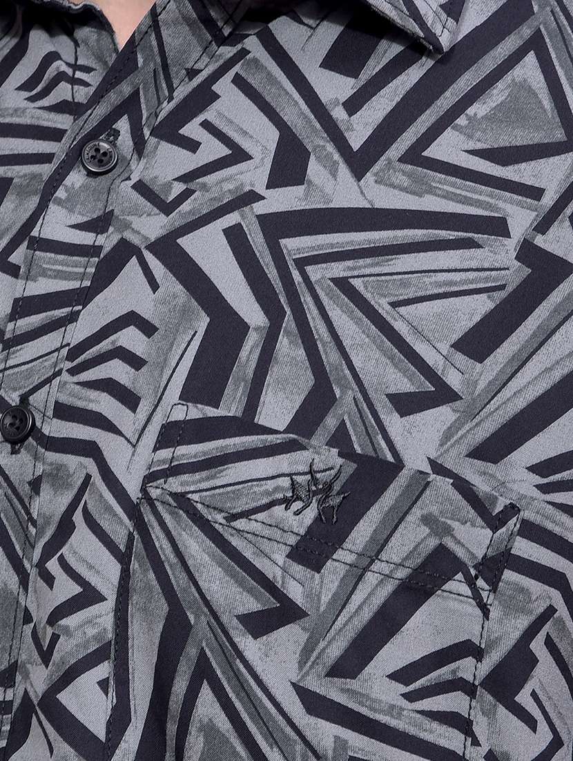 men printed short sleeve slim fit casual shirt - 21881369 -  Standard Image - 4