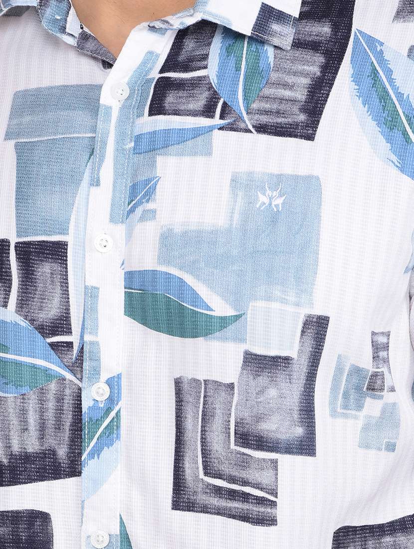 men printed short sleeve slim fit casual shirt - 21881375 -  Standard Image - 4