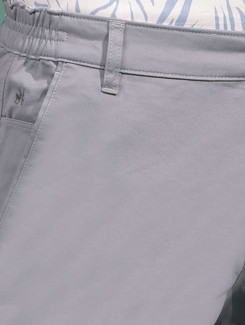 men grey solid mid rise slim fit short - 21881377 -  Standard Image - 4