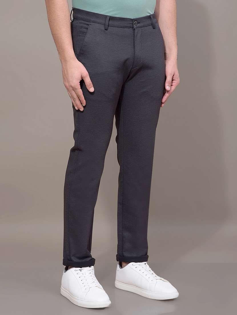 men solid mid rise slim fit chinos casual trouser - 21881390 -  Standard Image - 1