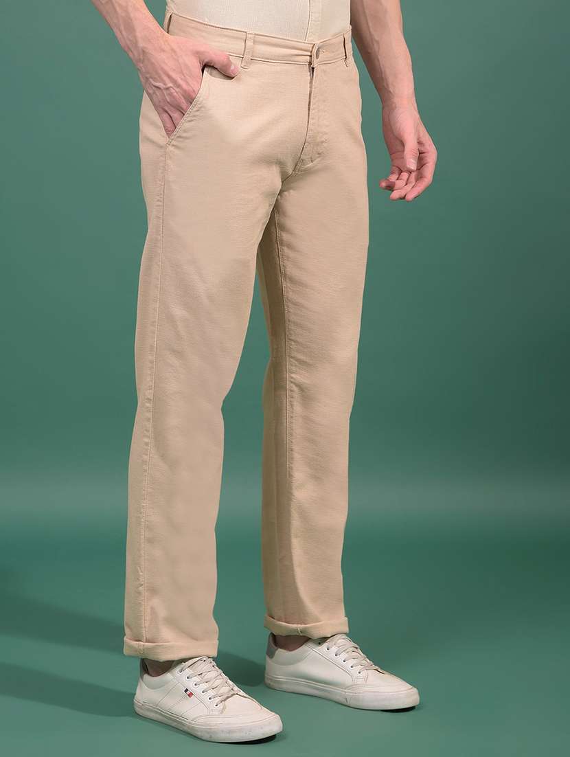 men solid mid rise slim fit chinos casual trouser - 21881391 -  Standard Image - 1