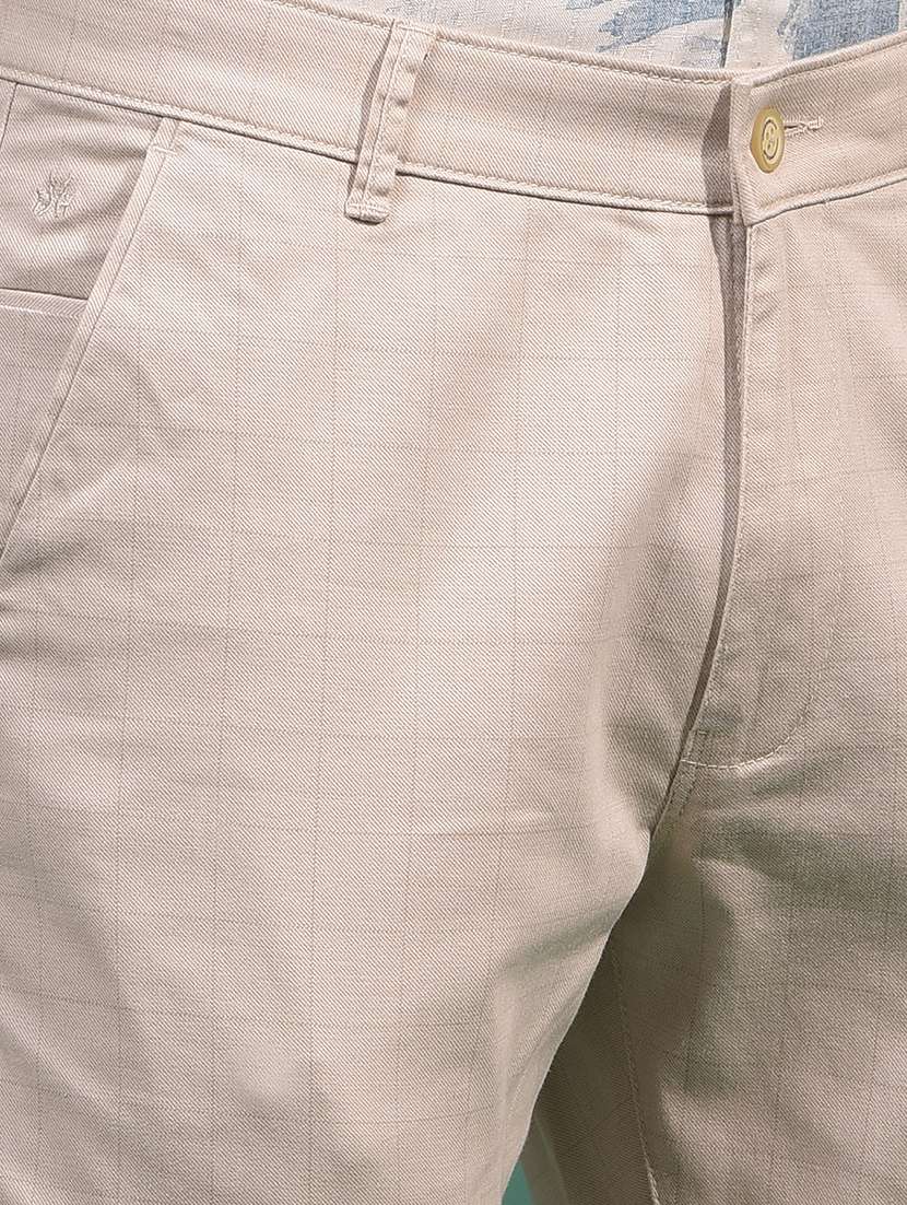 men checkered mid rise slim fit chinos casual trouser - 21881403 -  Standard Image - 4