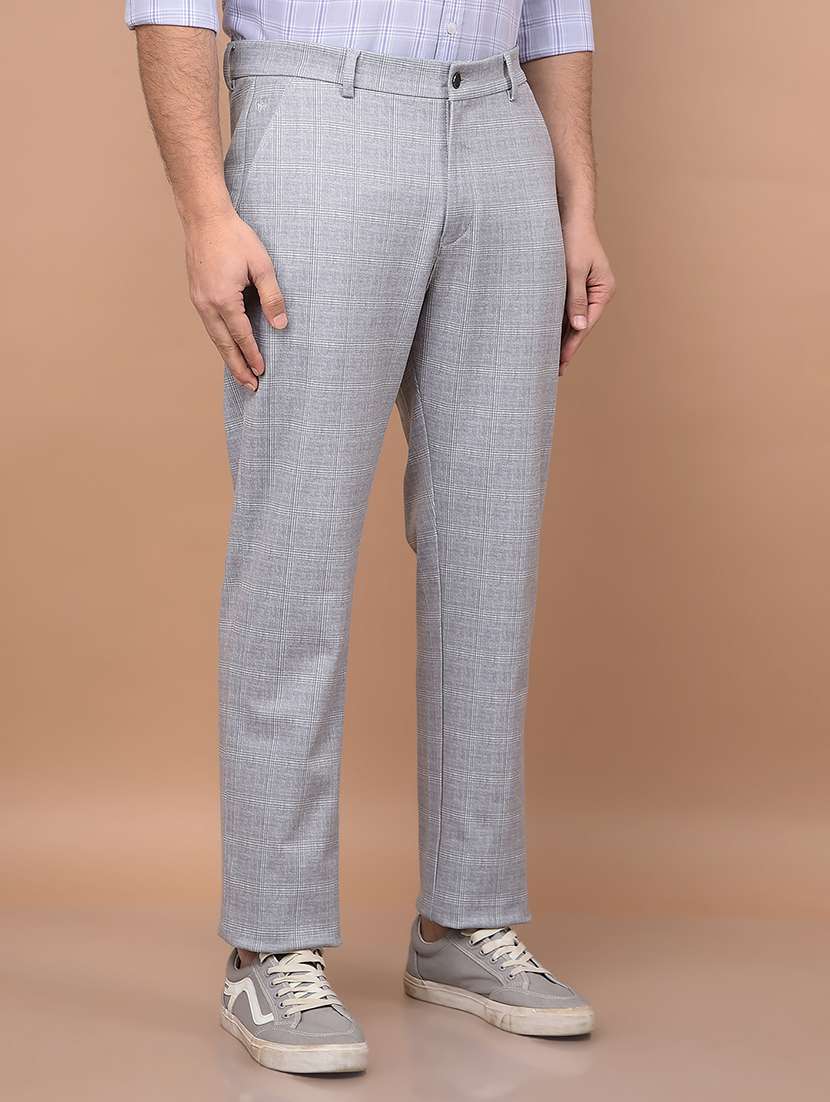men checkered mid rise regular fit chinos casual trouser - 21881408 -  Standard Image - 1