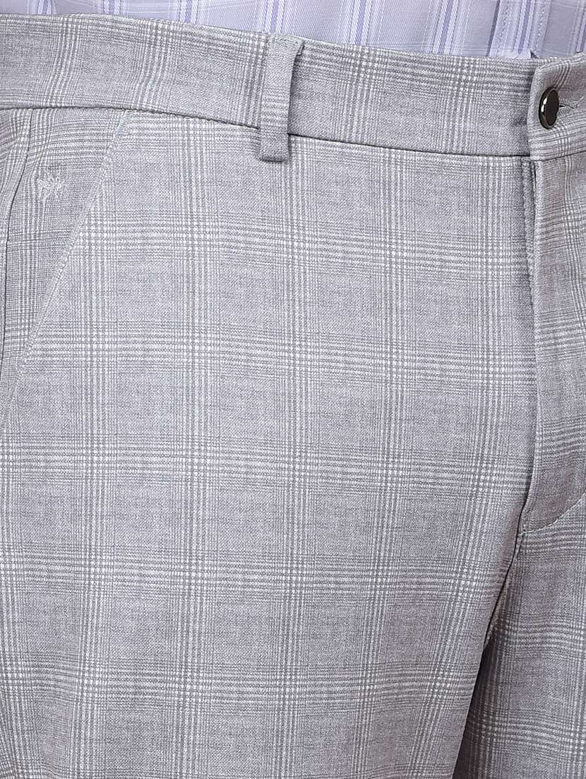 men checkered mid rise regular fit chinos casual trouser - 21881408 -  Standard Image - 4