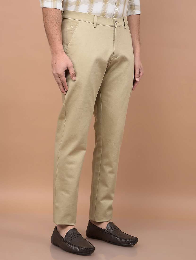 men solid mid rise regular fit chinos casual trouser - 21881409 -  Standard Image - 1