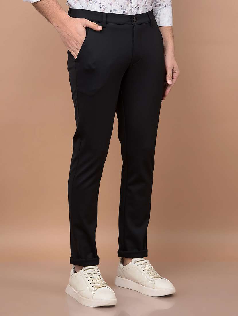 men solid mid rise slim fit chinos casual trouser - 21881414 -  Standard Image - 1