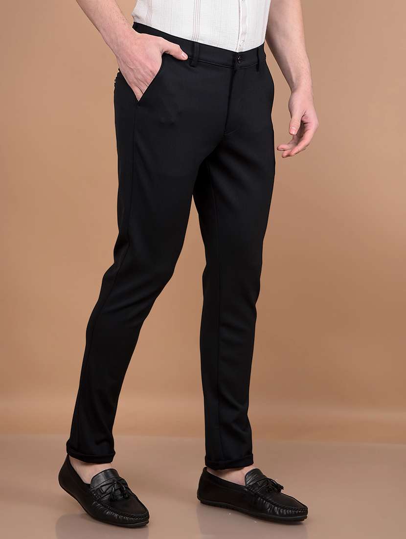 men solid mid rise slim fit chinos casual trouser - 21881417 -  Standard Image - 1