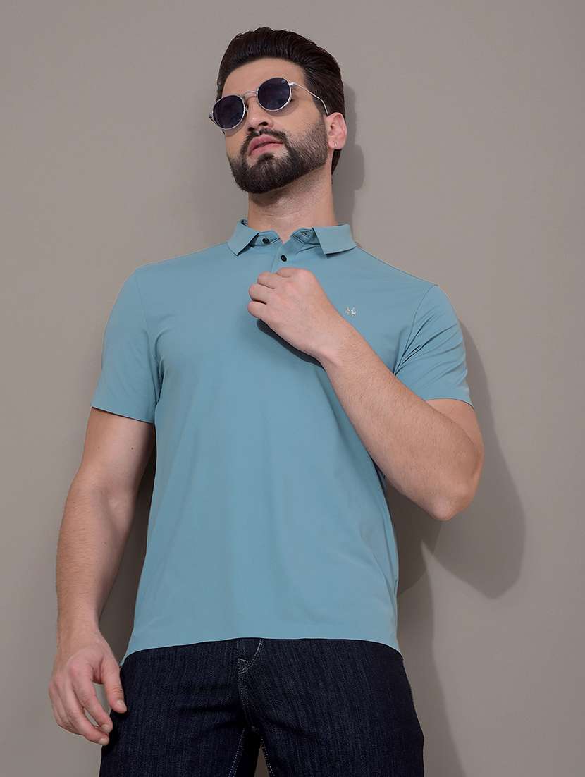 men solid short sleeve slim fit polo t-shirt