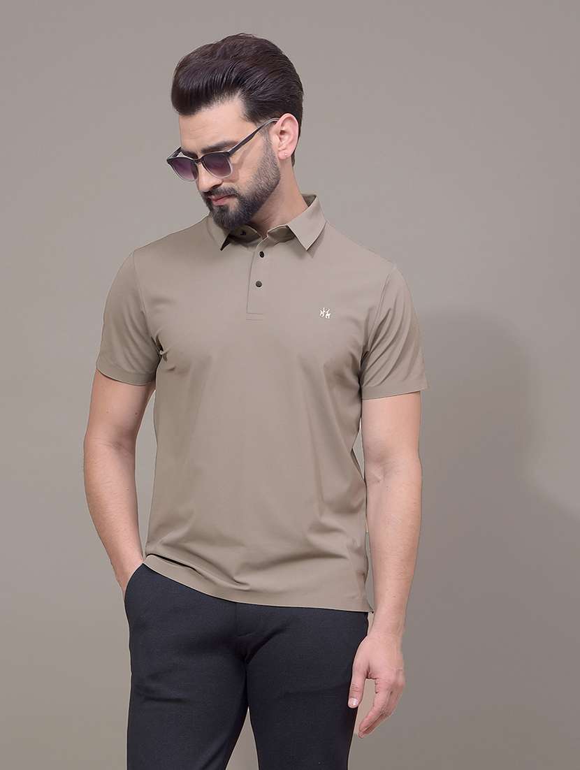 men solid short sleeve slim fit polo t-shirt