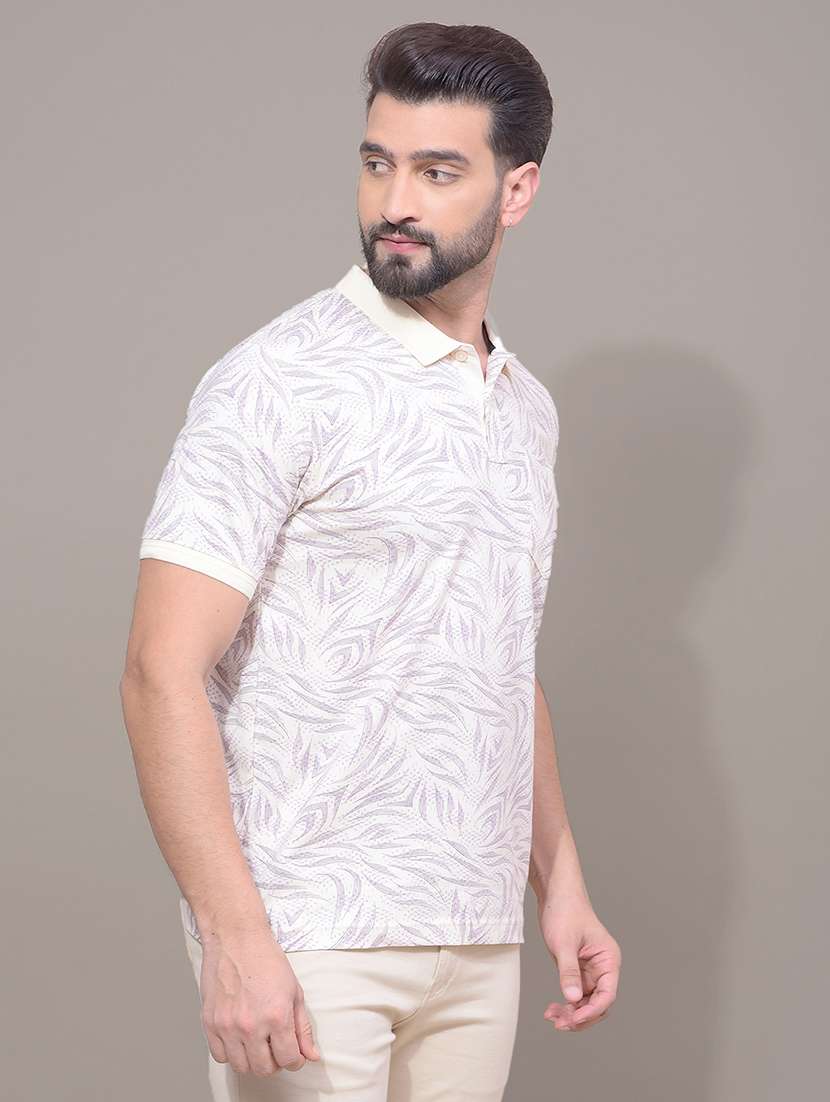 men printed short sleeve slim fit polo t-shirt - 21881439 -  Standard Image - 1