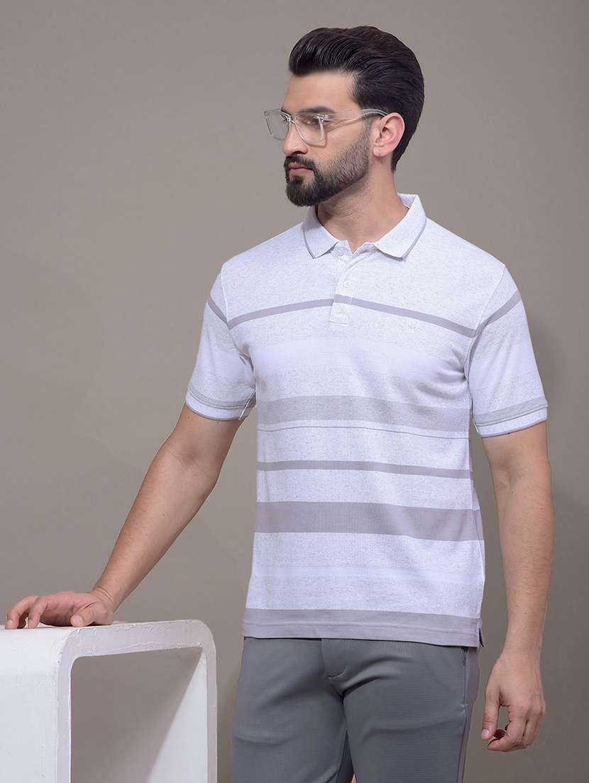 men striped short sleeve slim fit polo t-shirt