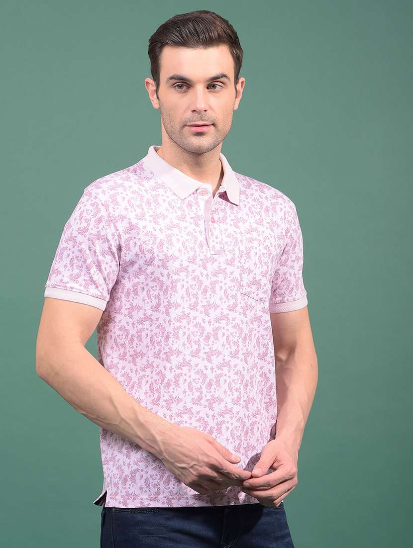 men printed short sleeve slim fit polo t-shirt - 21881458 -  Standard Image - 1