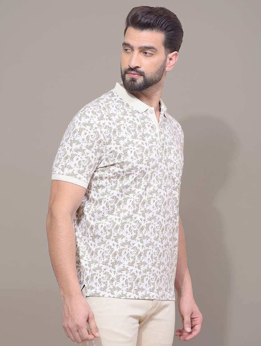 men printed short sleeve slim fit polo t-shirt - 21881459 -  Standard Image - 1