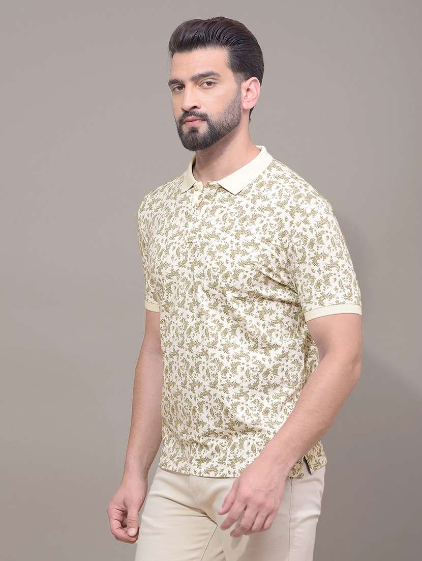 men printed short sleeve slim fit polo t-shirt - 21881459 -  Standard Image - 1